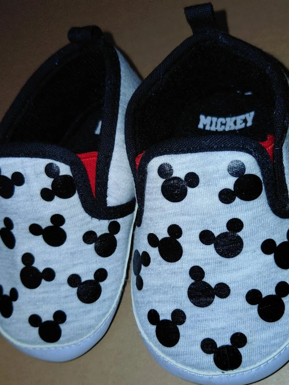 Disney Mickey Mouse Black Infant Prewalker Soft Sole Slip-on Shoes